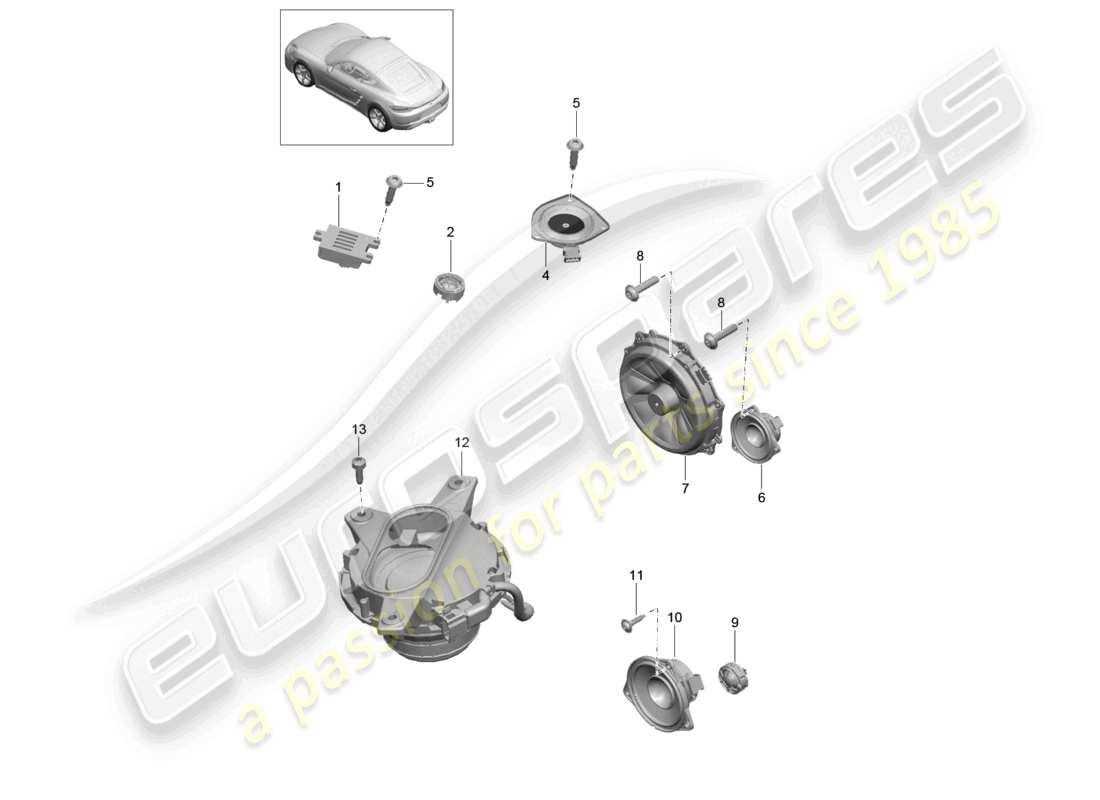 porsche 2024 (718 cayman) altoparlante schema delle parti