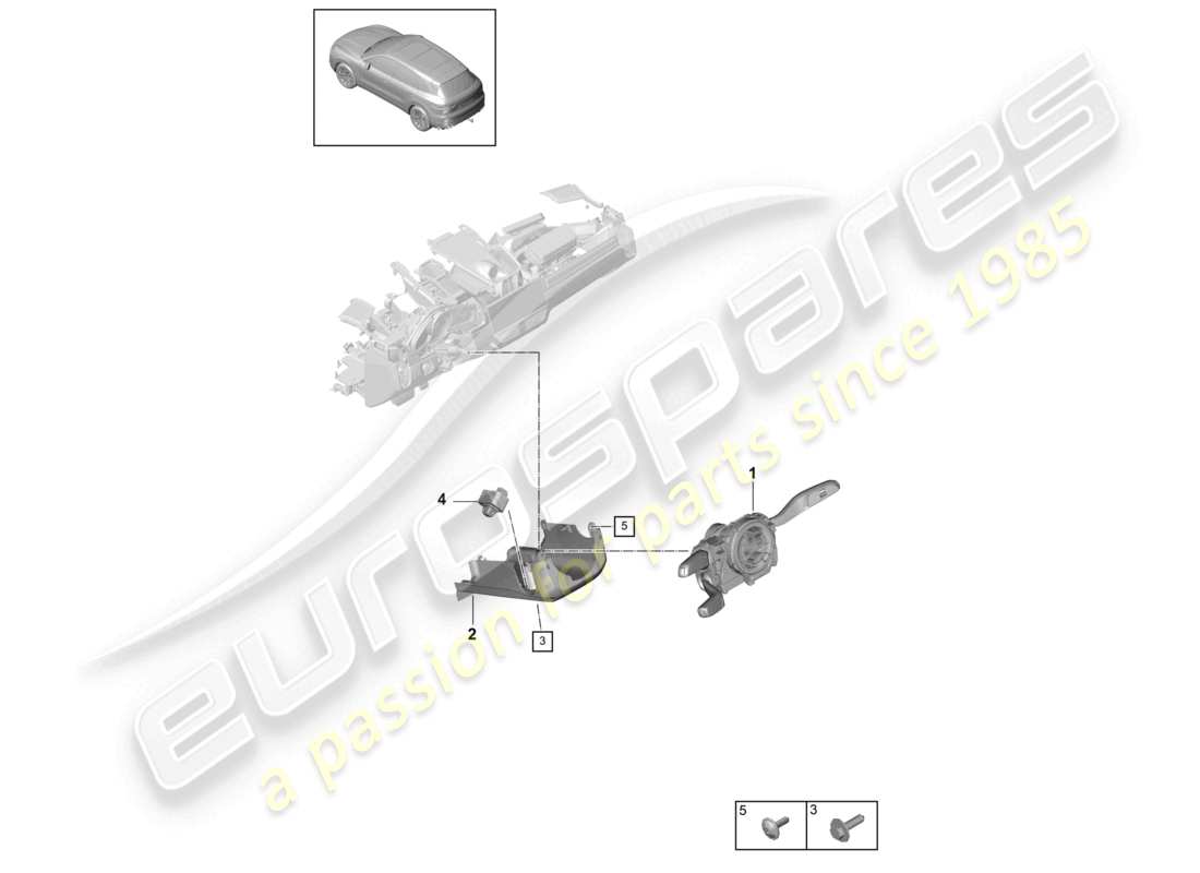 porsche 2023 (cayenne e3 9ya/9yb) interruttore piantone dello sterzo schema delle parti