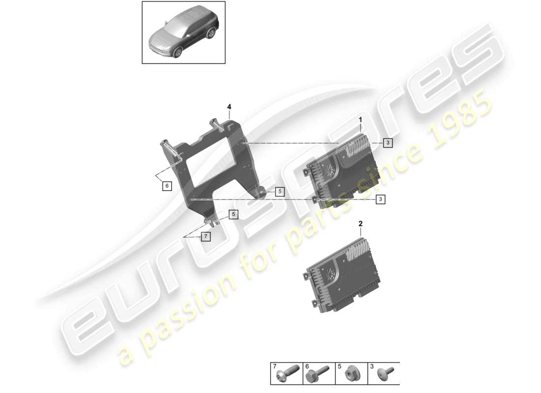 porsche 2022 (cayenne e3 9ya/9yb) diagramma delle parti degli amplificatori