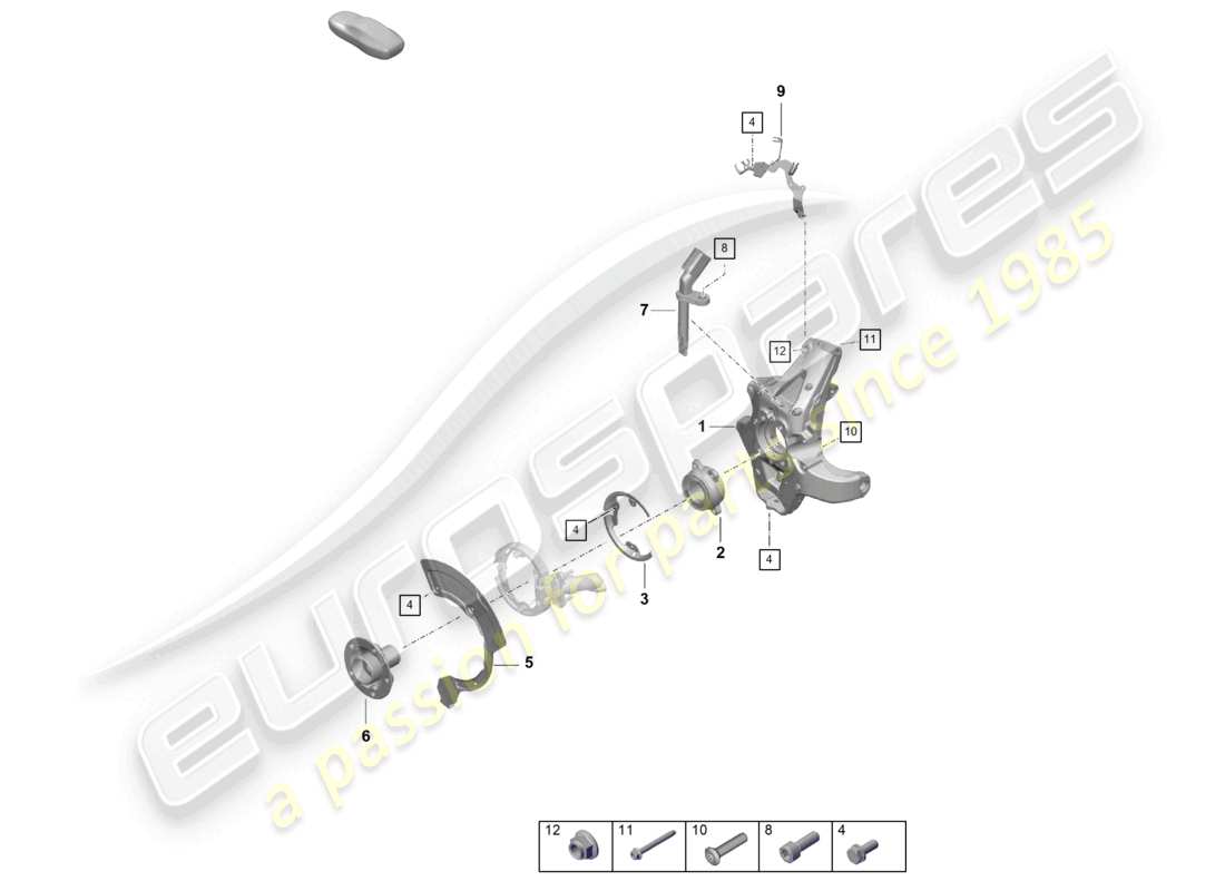 porsche 2023 (718 boxster spyder) supporto ruota mozzo ruota diagramma delle parti