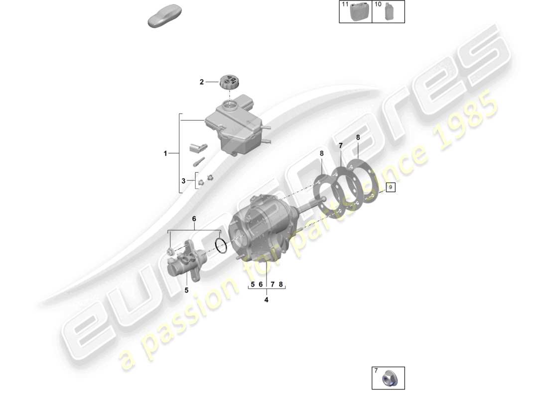 porsche 2025 (992-2 turbo / s) cilindro principale del freno servofreno diagramma delle parti