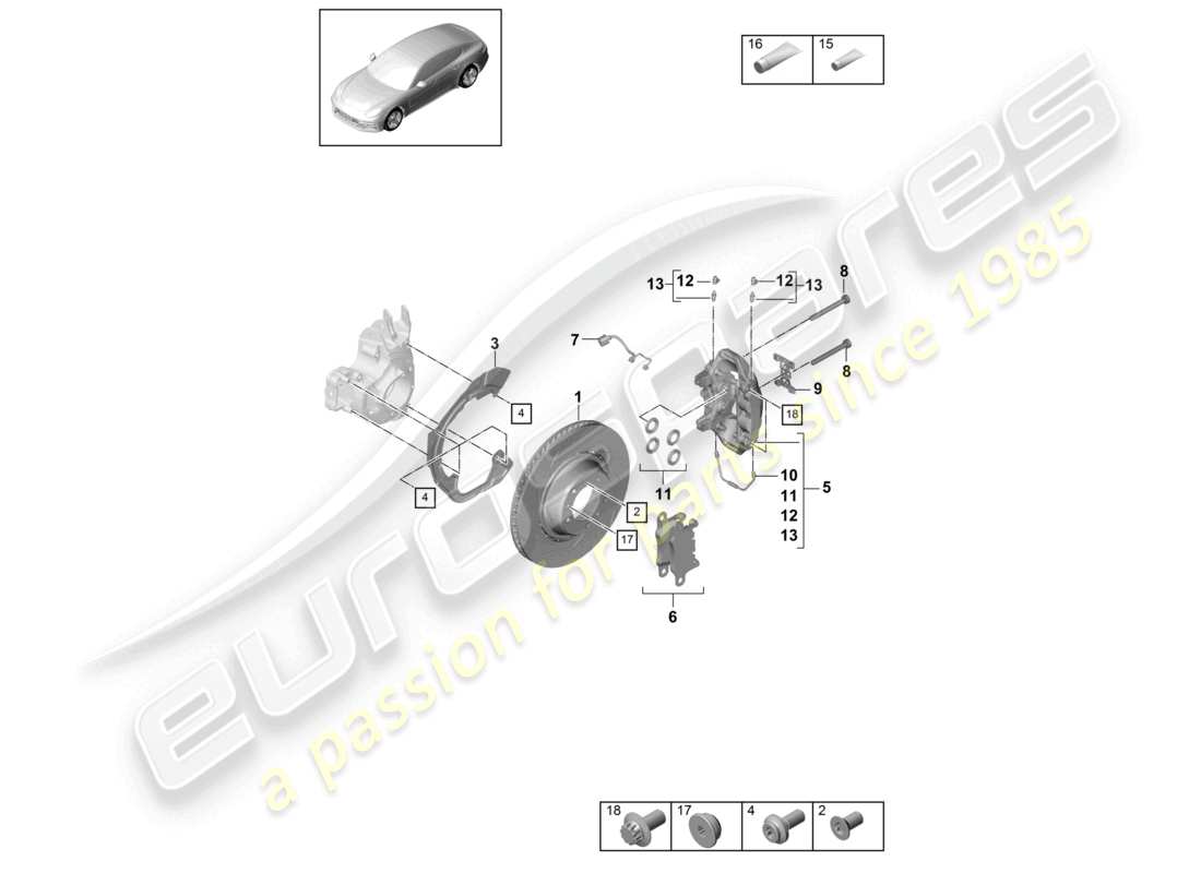 porsche 2021 (panamera 971-1) freno a disco asse posteriore diagramma delle parti