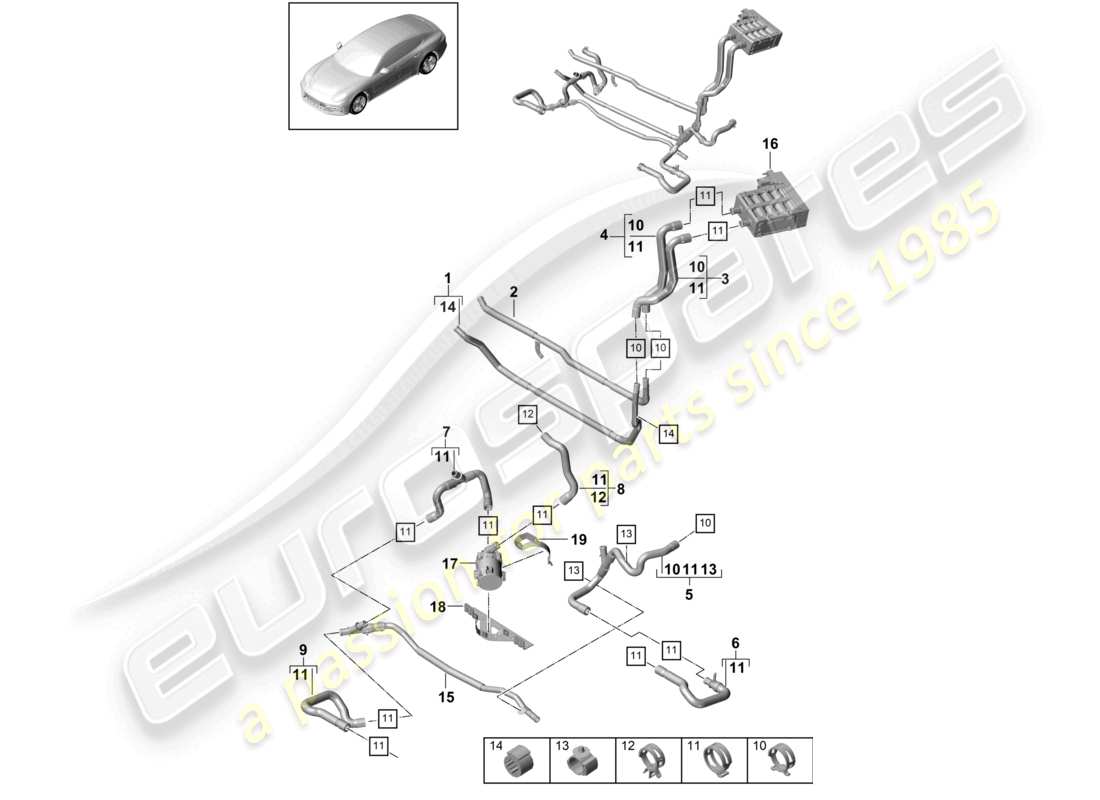 porsche 2021 (panamera 971-1) riscaldatore anteriore ibrido diagramma delle parti