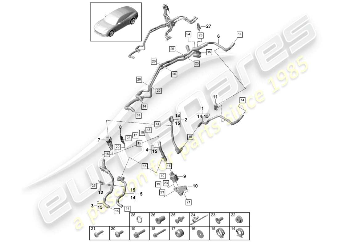 porsche 2021 (panamera 971-1) riscaldatore laterale destro ibrido diagramma delle parti