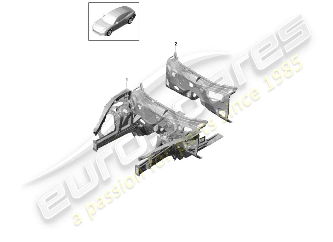 porsche 2021 (panamera 971-1) schema delle parti frontale