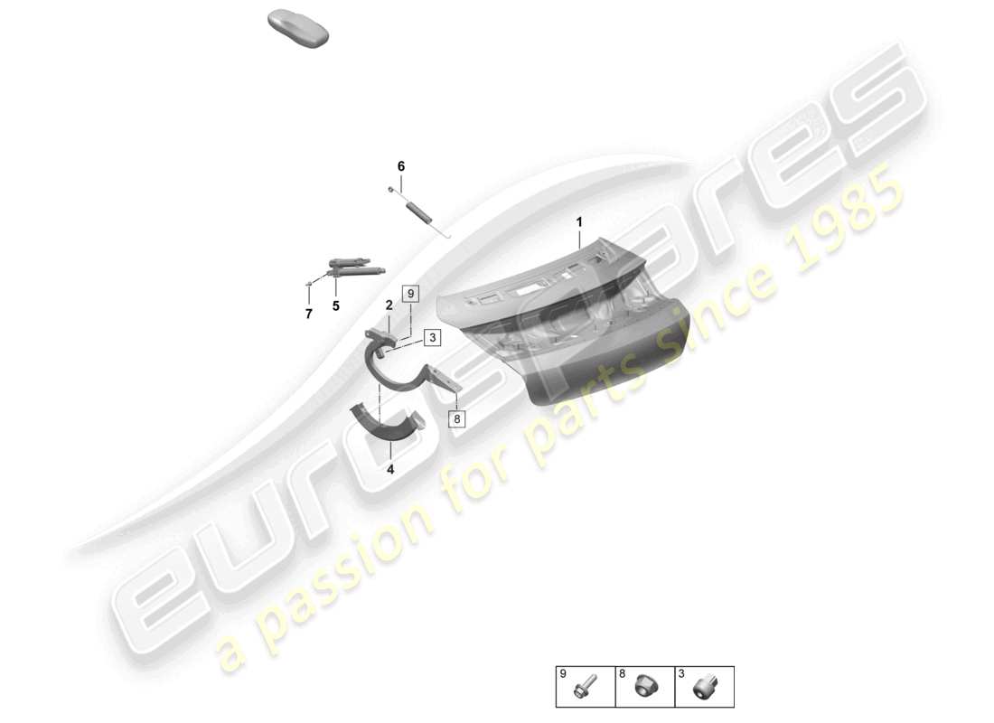 porsche 2026 (taycan 9j1-2) coperchio posteriore diagramma delle parti
