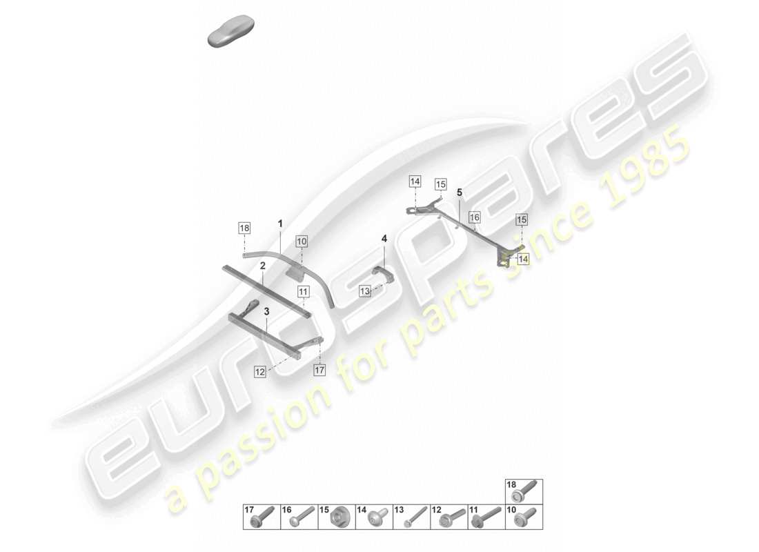 porsche 2020 (taycan 9j1-1) schema delle parti di rinforzo del montante anteriore e posteriore della cupola