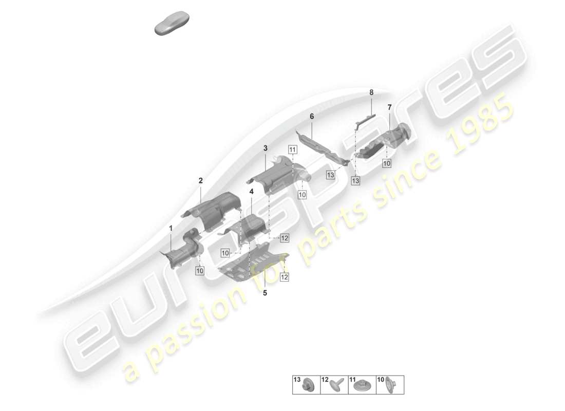 porsche 2024 (panamera 971-2) schema delle parti del sottoscocca dell'isolamento termico