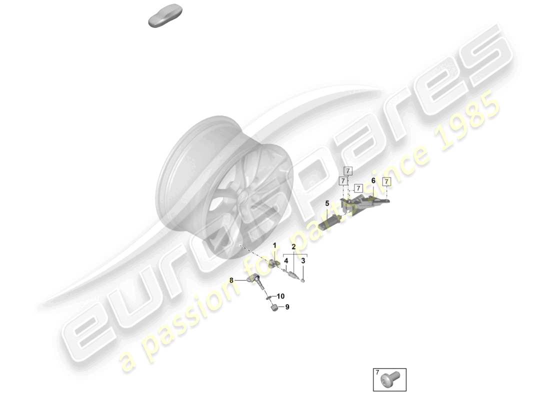 porsche 2021 (panamera 971-2) schema delle parti del sistema di controllo della pressione dei pneumatici