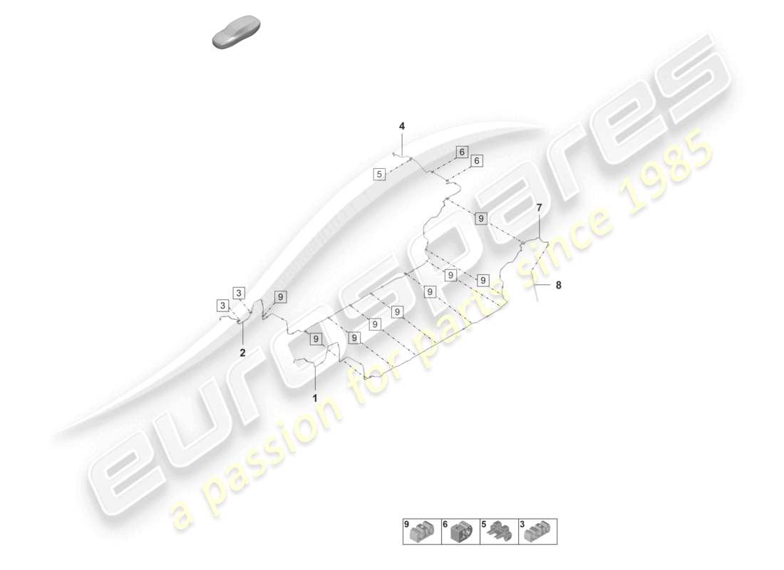 porsche 2021 (panamera 971-2) centro della linea del freno sottoscocca posteriore diagramma delle parti