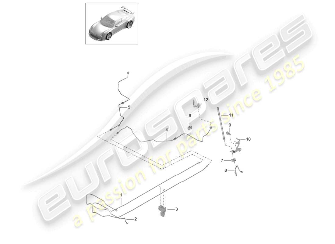 porsche 2021 (991-2 r/gt3/rs) centro della linea del freno sottoscocca posteriore d >>- mj 2017 diagramma delle parti