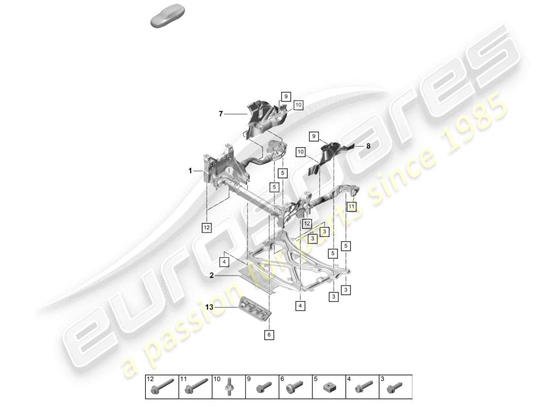 porsche 2026 (cayenne e3 pa) telaio di supporto sottotelaio di sospensione piastra di protezione diagramma delle parti