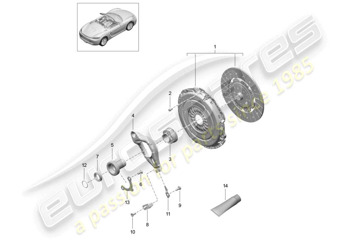porsche 2024 (718 boxster) diagramma delle parti di accoppiamento