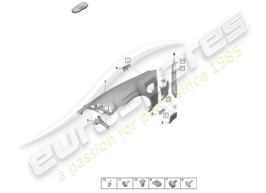 porsche 2020 (taycan 9j1-1) diagramma delle parti dell'ala
