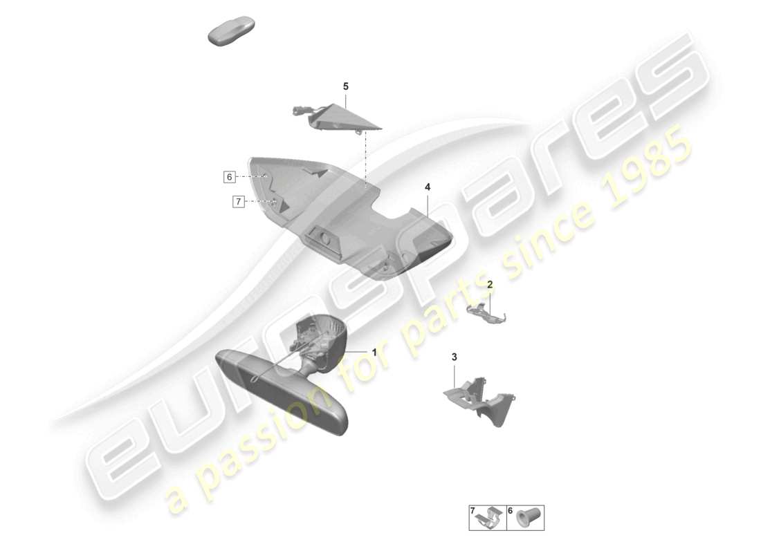 porsche 2021 (taycan 9j1-1) copertura specchietto retrovisore interno diagramma delle parti