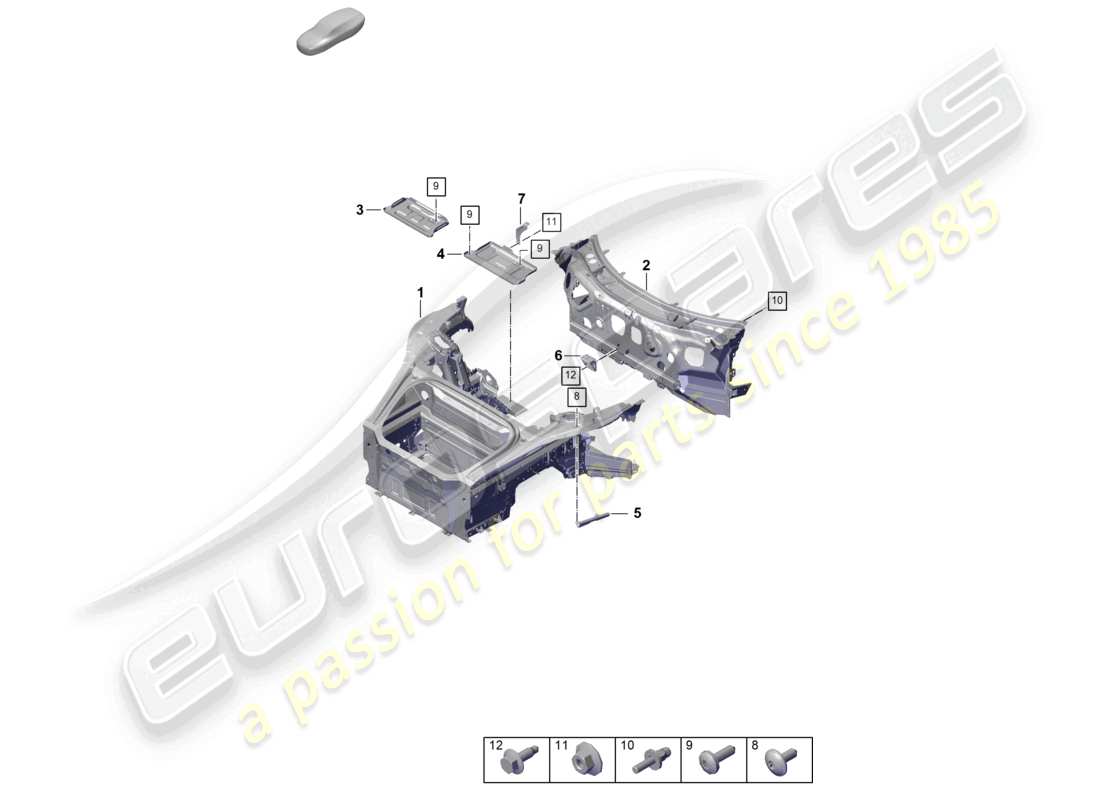 porsche 2026 (992-2) diagramma delle parti frontali (completo)