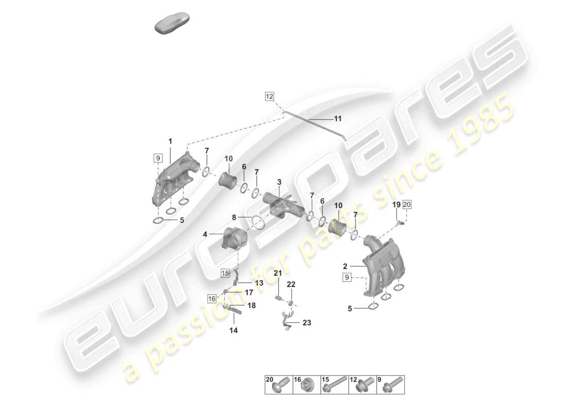 porsche 2021 (992-1) distributore aria di aspirazione valvola a farfalla diagramma delle parti