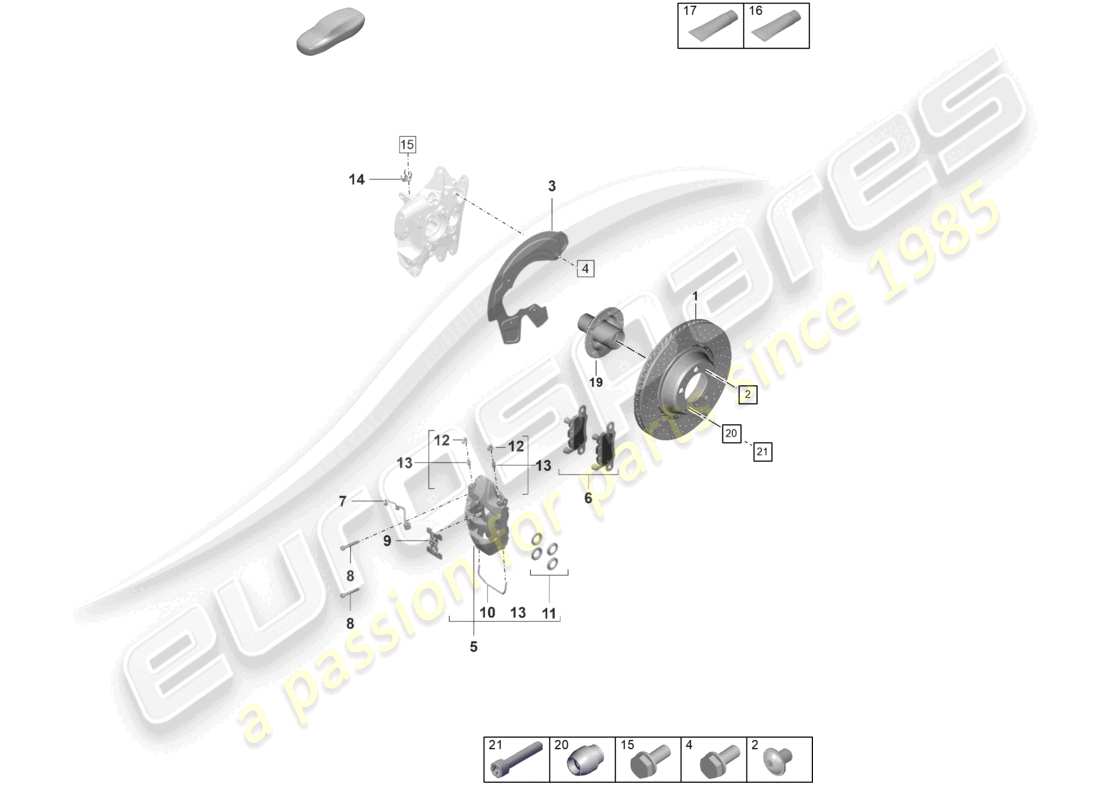 porsche 2022 (992-1 gt3/rs/st) freno a disco gg asse posteriore gt3 diagramma delle parti