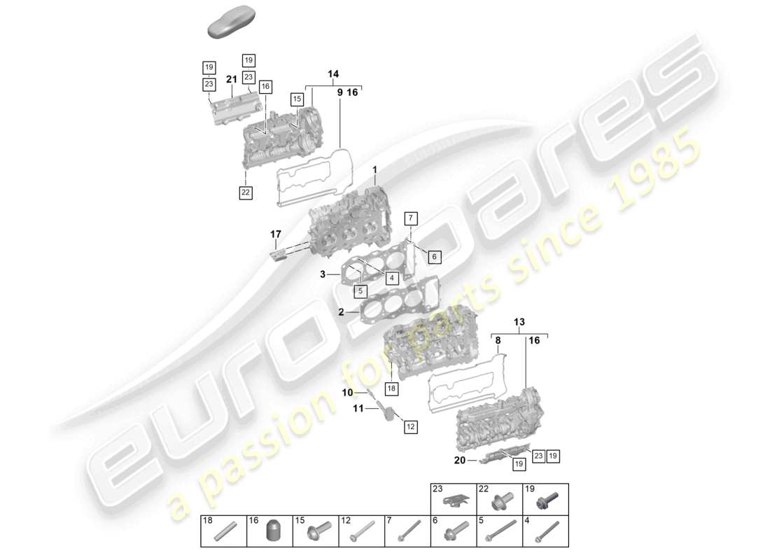 porsche 2024 (992-2) testata del cilindro guarnizione della testata del cilindro coperchio della valvola diagramma delle parti
