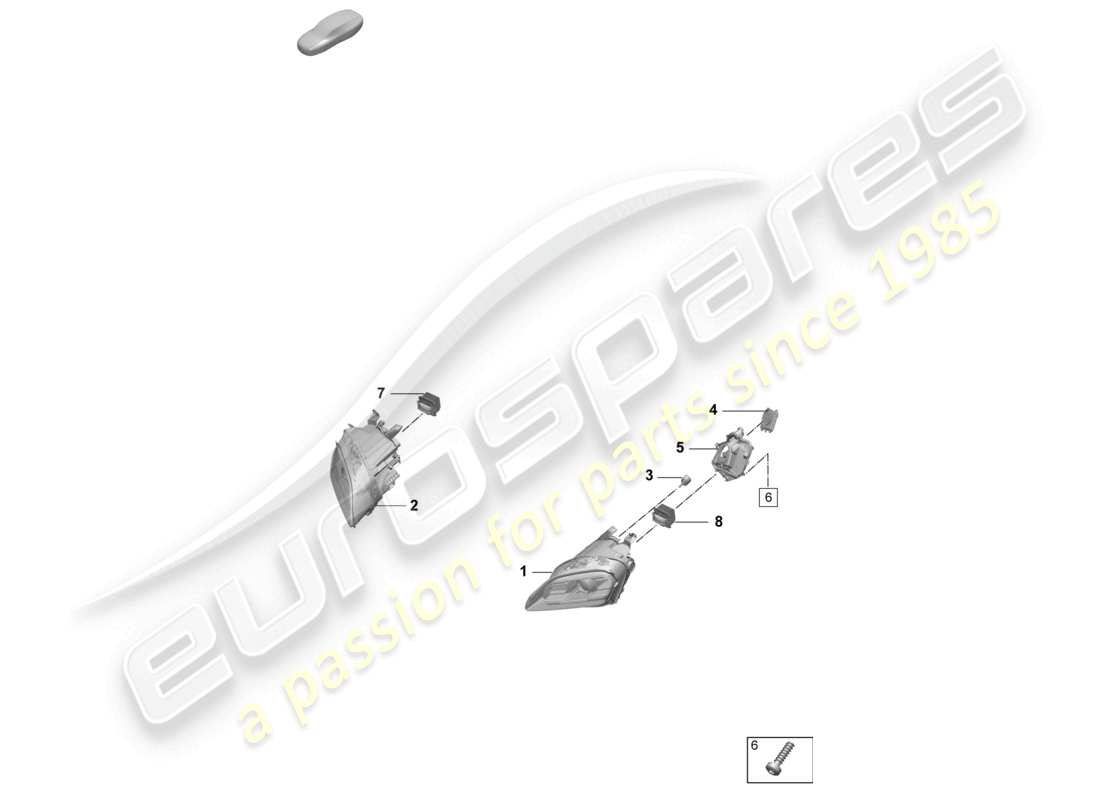 porsche 2026 (taycan 9j1-2) diagramma delle parti del faro a led