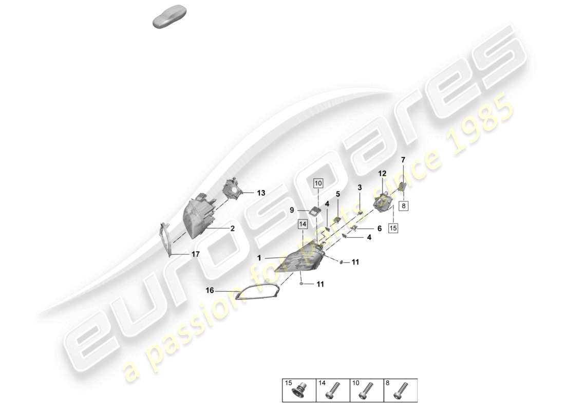 porsche 2026 (taycan 9j1-2) faro a led con matrice di fascio diagramma delle parti