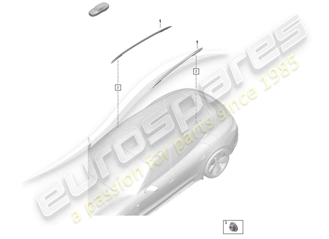 porsche 2020 (taycan 9j1-1) schema delle parti della barra del tetto