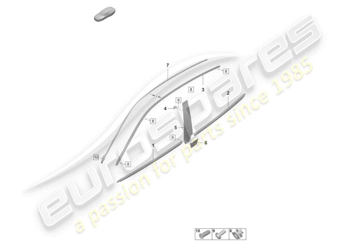 porsche 2020 (taycan 9j1-1) modanatura per porta anteriore e posteriore diagramma delle parti