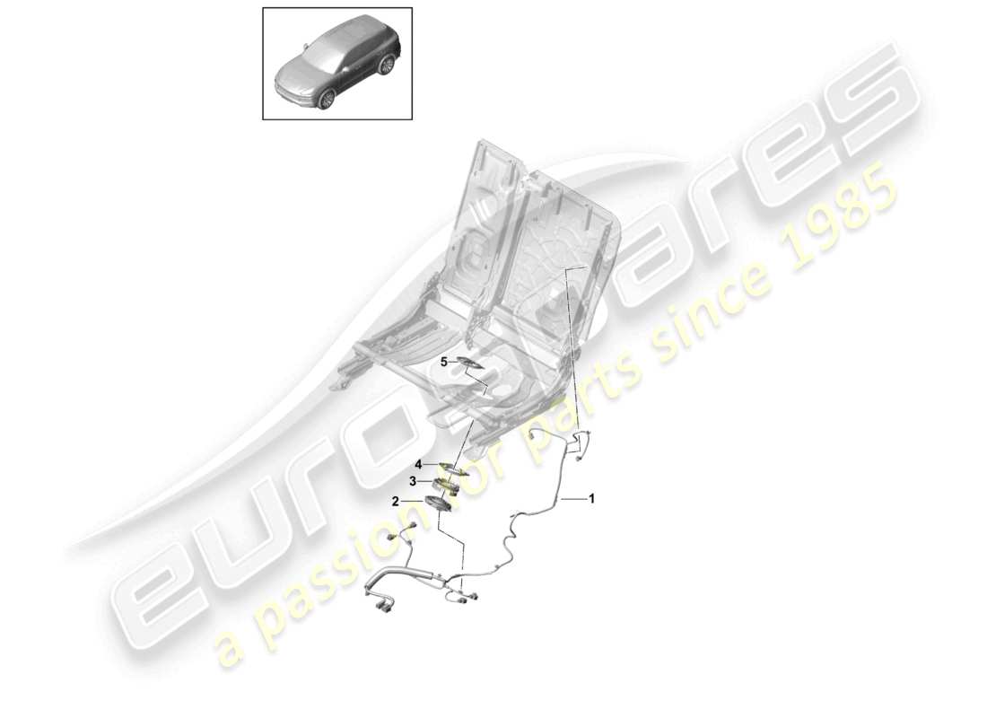 porsche 2022 (cayenne e3 9ya/9yb) set di cavi posteriori sedile standard sedile comfort sedile sportivo schema delle parti