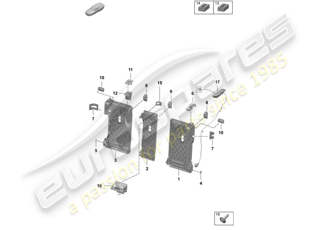 porsche 2025 (macan-e) accessori per schienale sedile posteriore diagramma delle parti