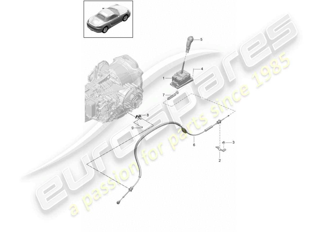 porsche 2026 (718 boxster) leva selettrice - pdk - schema componenti