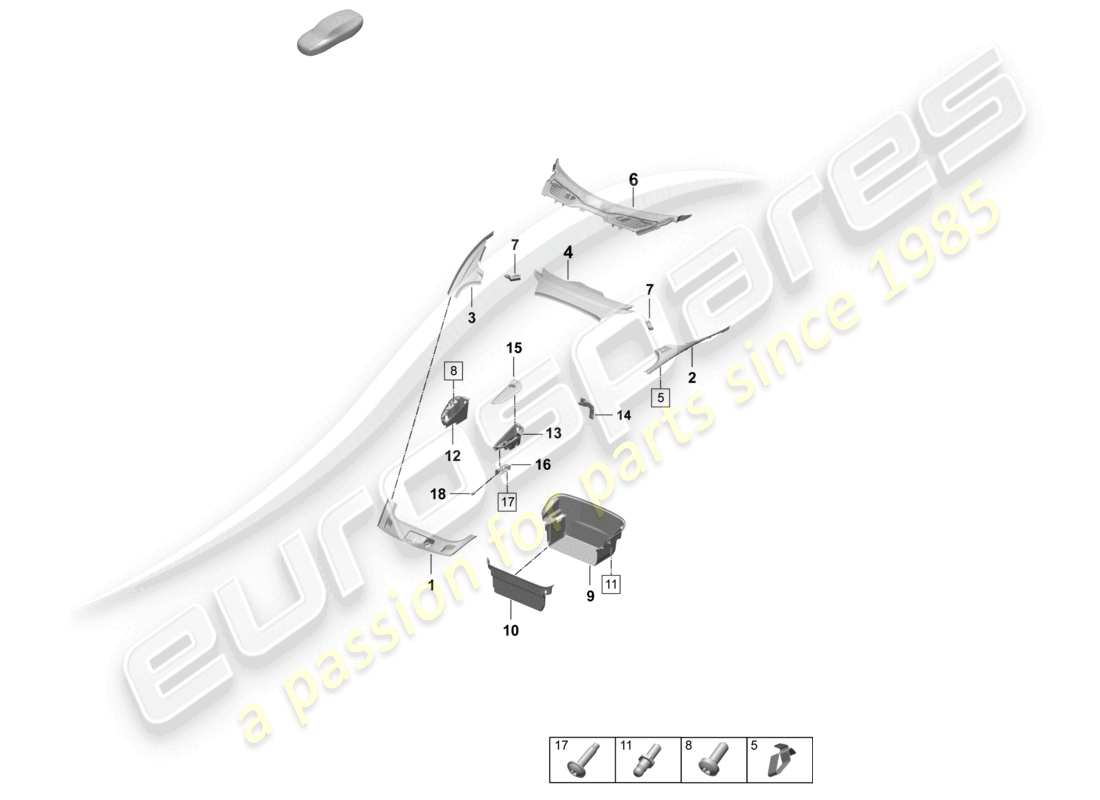 porsche 2025 (taycan 9j1-2) rivestimento vano bagagli diagramma delle parti
