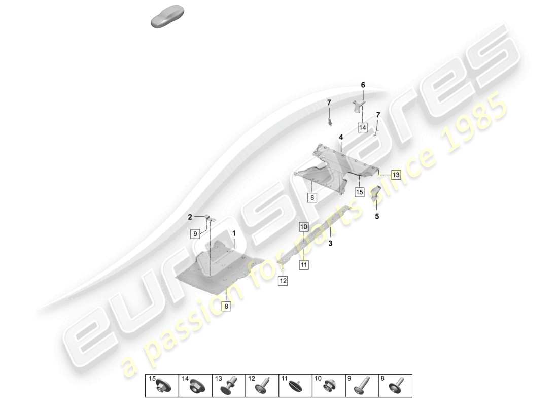 porsche 2025 (taycan 9j1-2) accessori per finiture sottoscocca diagramma delle parti