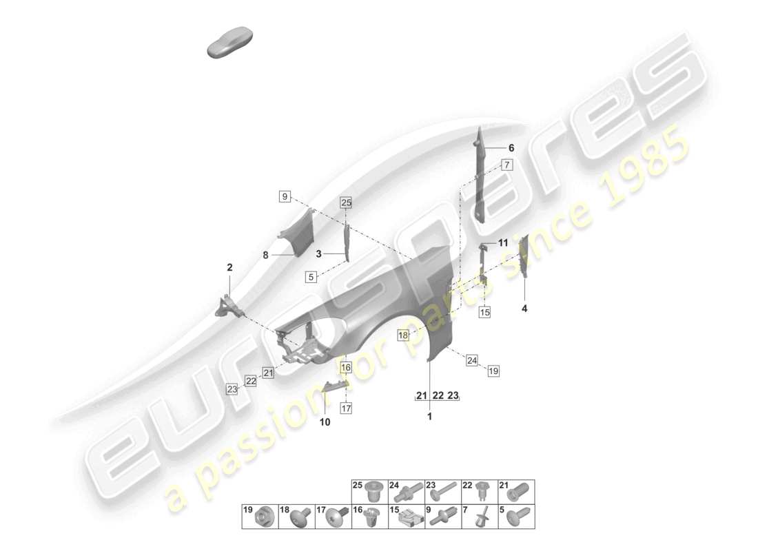 porsche 2024 (panamera 971-2) diagramma delle parti dell'ala