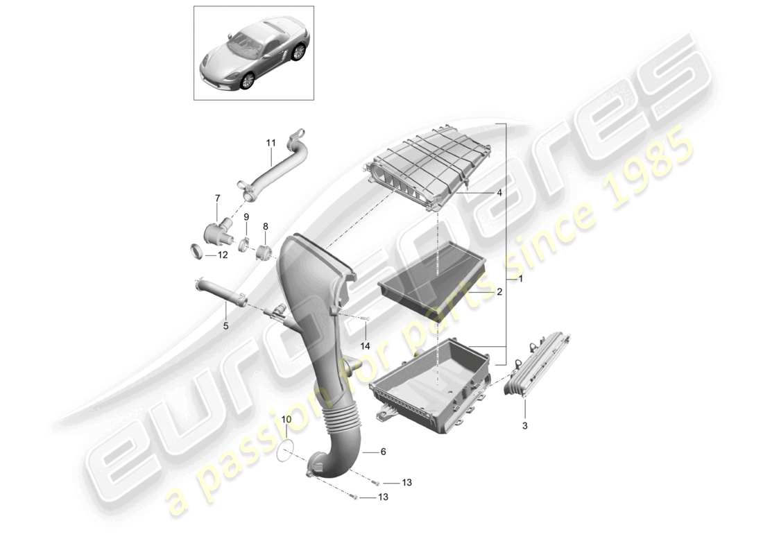 porsche 2026 (718 boxster) diagramma delle parti filtro aria