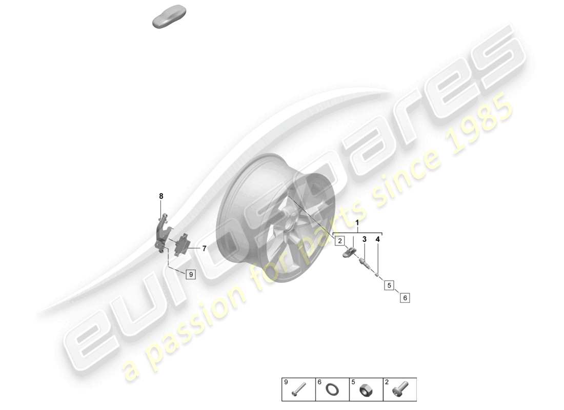 porsche 2025 (macan-e) sistema di controllo della pressione dei pneumatici diagramma delle parti