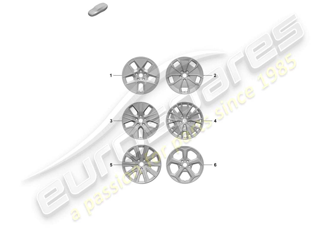 porsche 2026 (taycan 9j1-2) cerchio in lega 20 diagramma delle parti