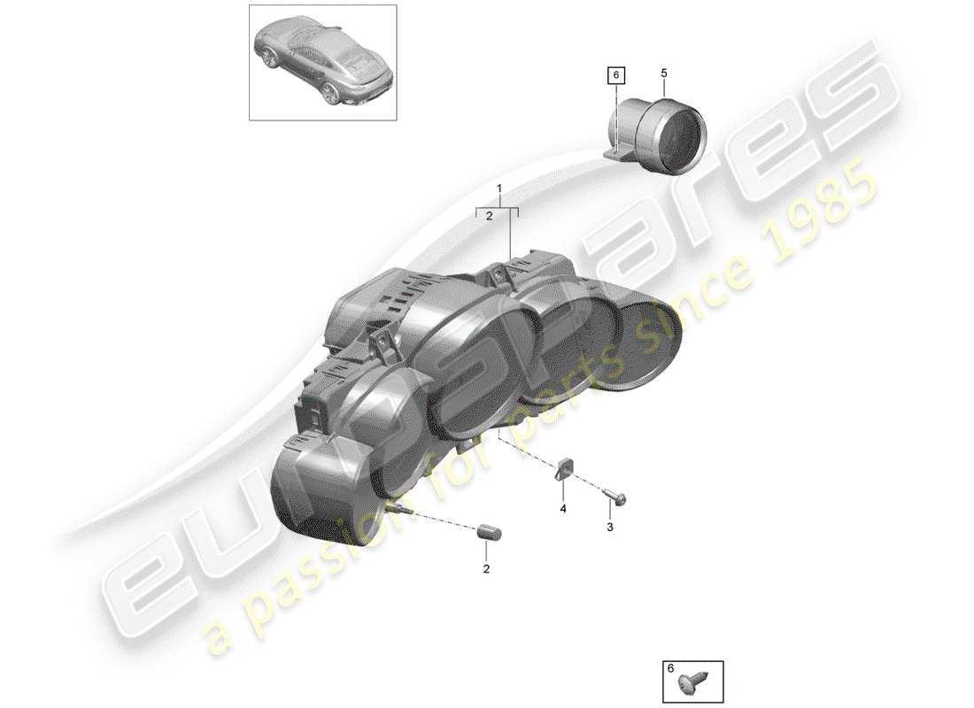 porsche 991 turbo (2018) diagramma delle parti quadro strumenti