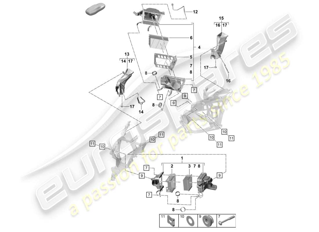 porsche 2023 (992-1 turbo / s) diagramma delle parti filtro aria