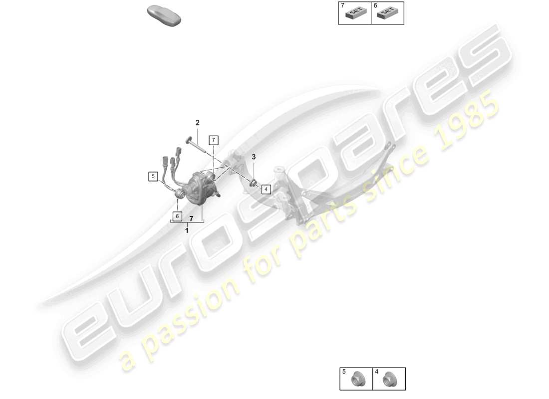 porsche 2022 (992-1 gt3/rs/st) asse posteriore sterzante diagramma delle parti