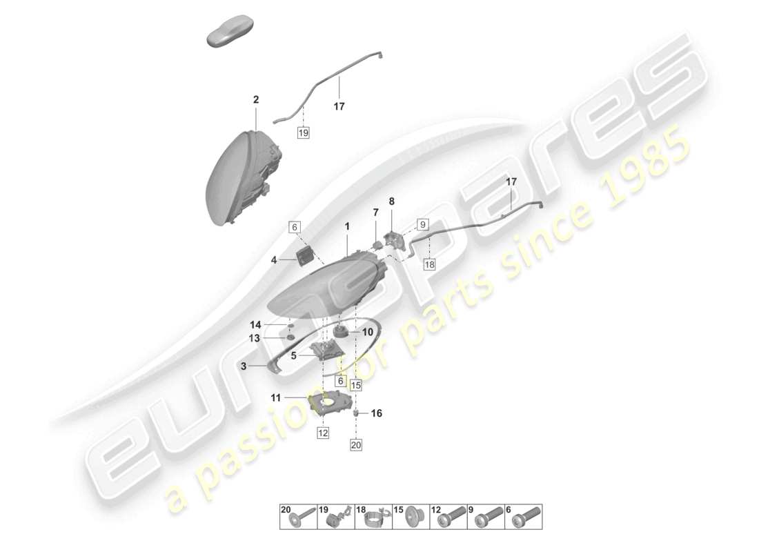 porsche 2024 (panamera 971-2) schema dei componenti del faro a led pdls+