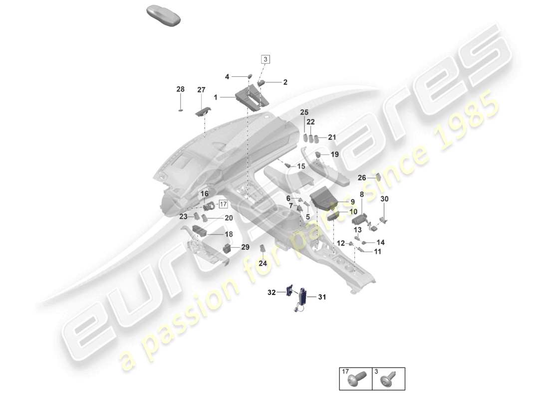 porsche 2024 (panamera 971-2) pannello di controllo aria condizionata interruttore di controllo interruttore multiplo convertitore di tensione schema delle parti