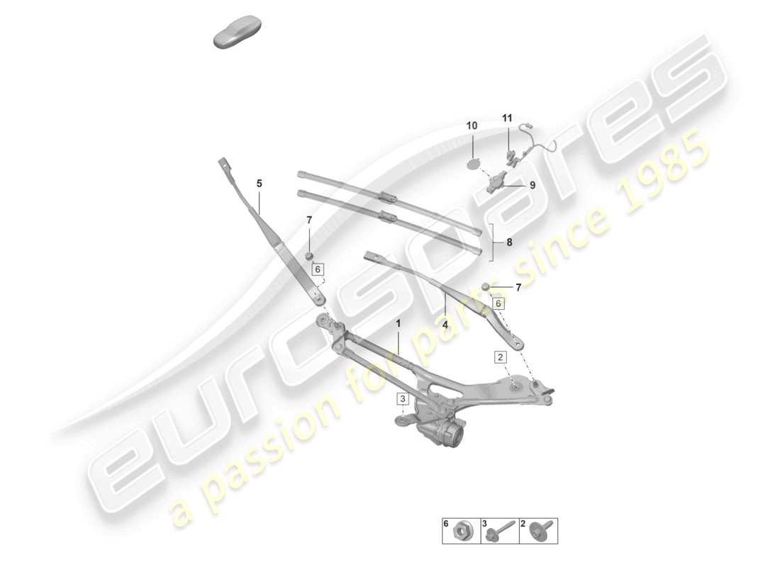 porsche 2022 (992-1 gt3/rs/st) sistema tergicristallo, compl sensore pioggia diagramma delle parti