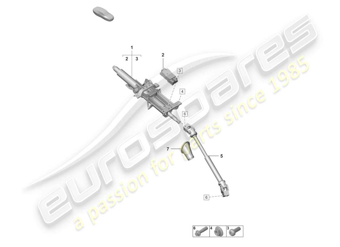 porsche 2022 (992-1 gt3/rs/st) diagramma delle parti del piantone dello sterzo