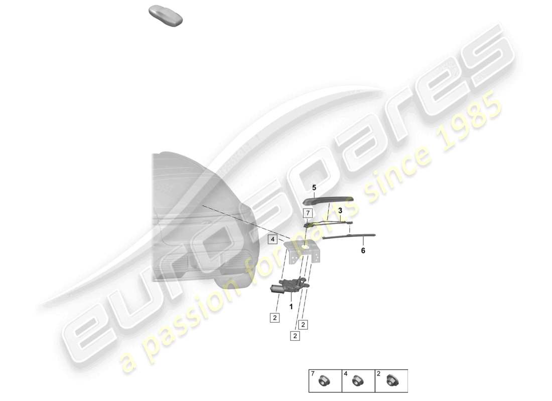 porsche 2025 (macan-e) tergicristallo posteriore diagramma delle parti