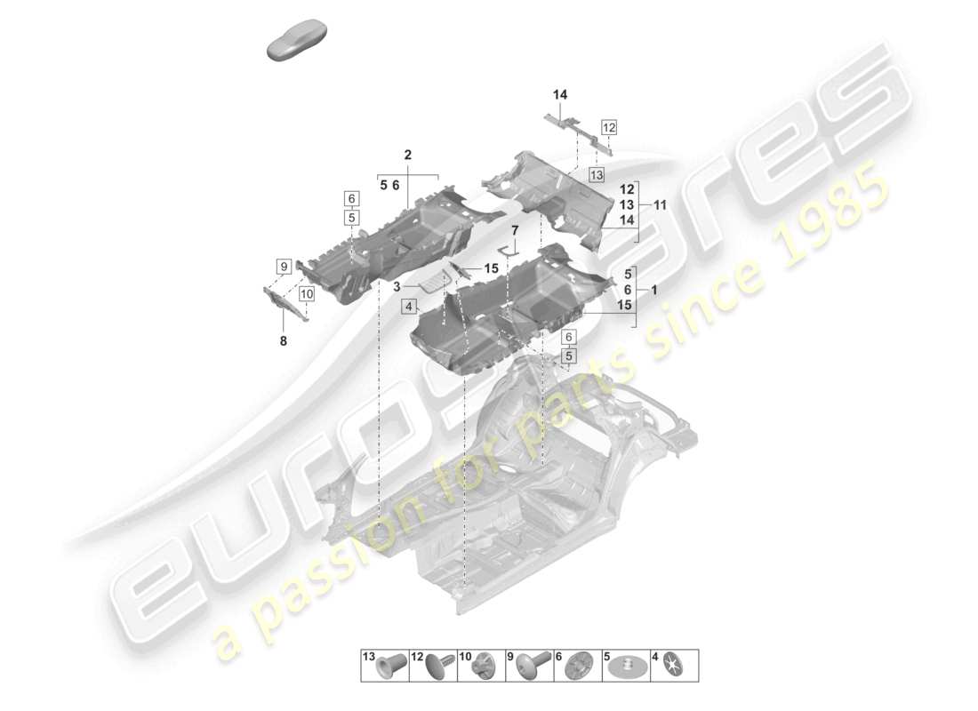 porsche 2024 (panamera 971-2) schema delle parti della pavimentazione