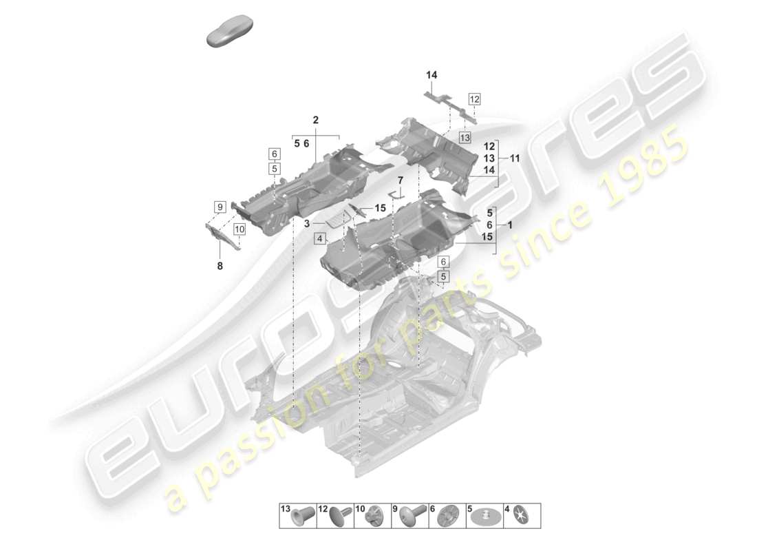 porsche 2024 (panamera 971-2) schema delle parti della pavimentazione