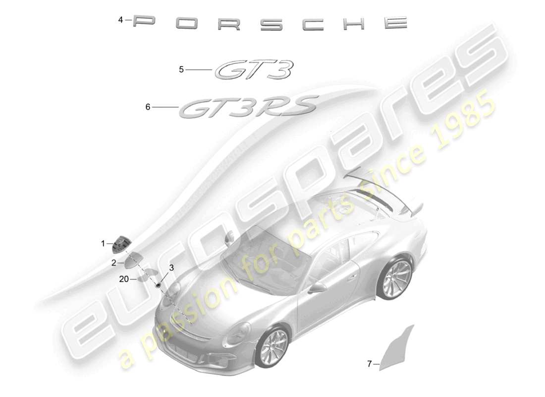 porsche 2021 (991-2 r/gt3/rs) iscrizioni/modanature con scritte pellicola protettiva in pietra diagramma delle parti