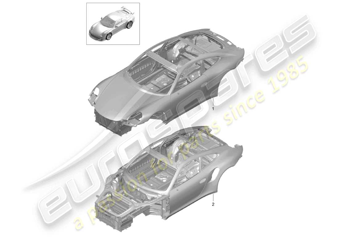 porsche 2021 (991-2 r/gt3/rs) schema delle parti della carrozzeria