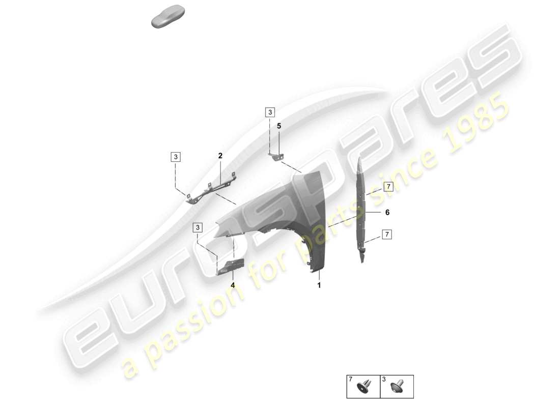 porsche 2025 (macan-e) ala anteriore diagramma delle parti