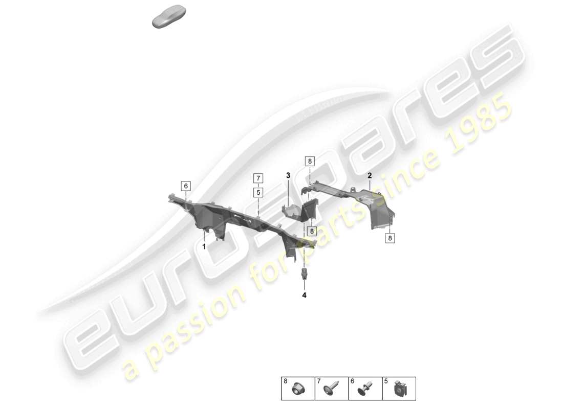 porsche 2025 (macan-e) scatola dell'acqua del firewall frontale diagramma delle parti